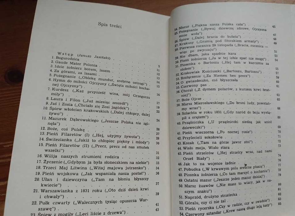Polskie pieśni patriotyczne  1988 rok, wybór Jasiński Matulewicz