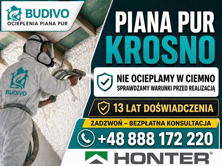 Krosno – Ocieplenie pianą PUR | poddasza, dachy, stropy | BUDIVO | HONTER