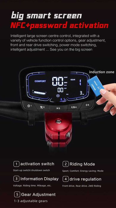 Trotineta Elétrica Motor 6000W "2X3000W" Bateria 60V 38Ah