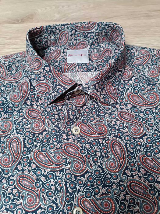Wzorzysta koszula długi rękaw kołnierzyk guziki 'Rosso Malaspino' 41