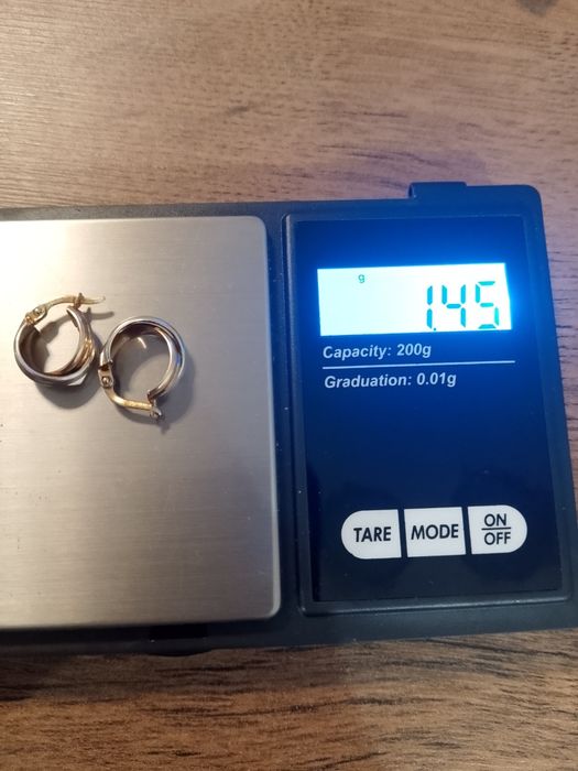 Złote kolczyki żółte/białe złoto pr.333