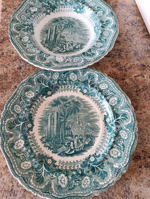 Две старинных тарелки 1860-1917 года "Acropolis" Англия JM&S оригинал.