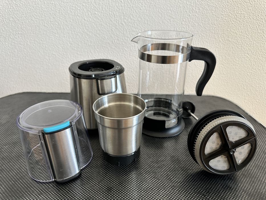 Kit Café: Prensa Francesa + Moinho elétrico Qilive
