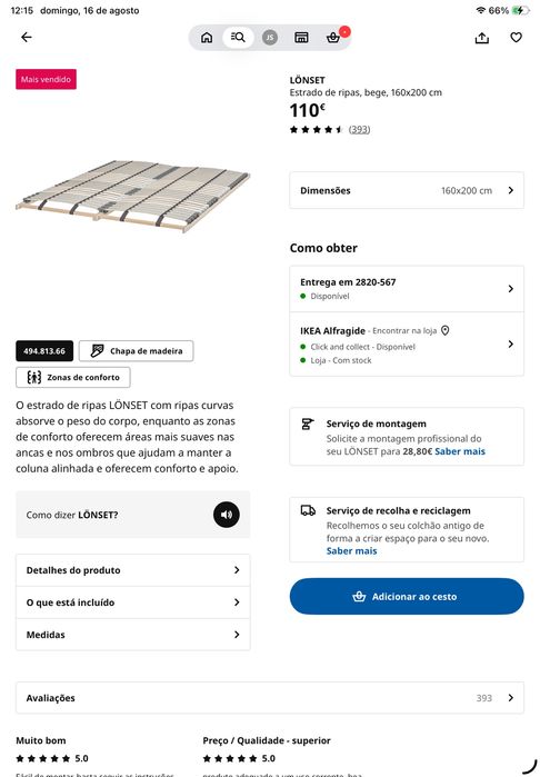 Cama ikea + colchão Emma - 140 X 200