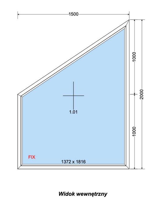 Okno szczytowe, kształt, naświetle PCV 1500x2000mm, trapez, fix, dolnośląskie, cała Polska! Dowieziemy, zamontujemy!