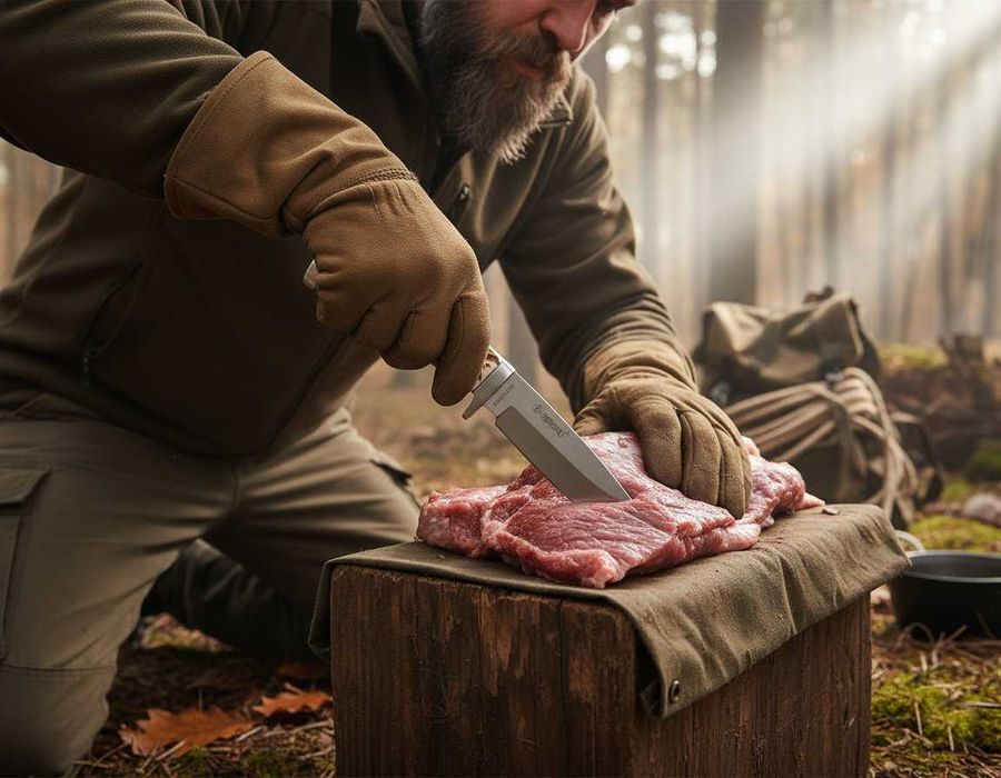 Nóż taktyczno myśliwski KANDAR Polska RÓG JELENIA Hunter poroże ND17