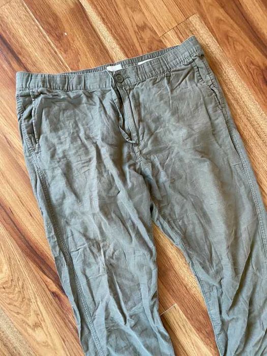 H&m proste spodnie khaki len xl 42 44 organic +size