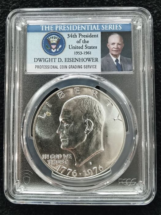 США 1 долар 1976р.- Ейзенхауер. СРІБЛО. СЛАБ.