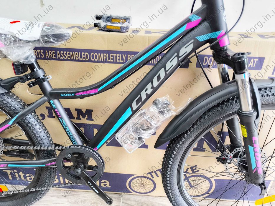 Велосипед Новий підлітковий Cross Smile 24"-26 для дівчинки 7-12 років