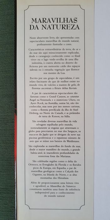 Livro "Maravilhas da Natureza"