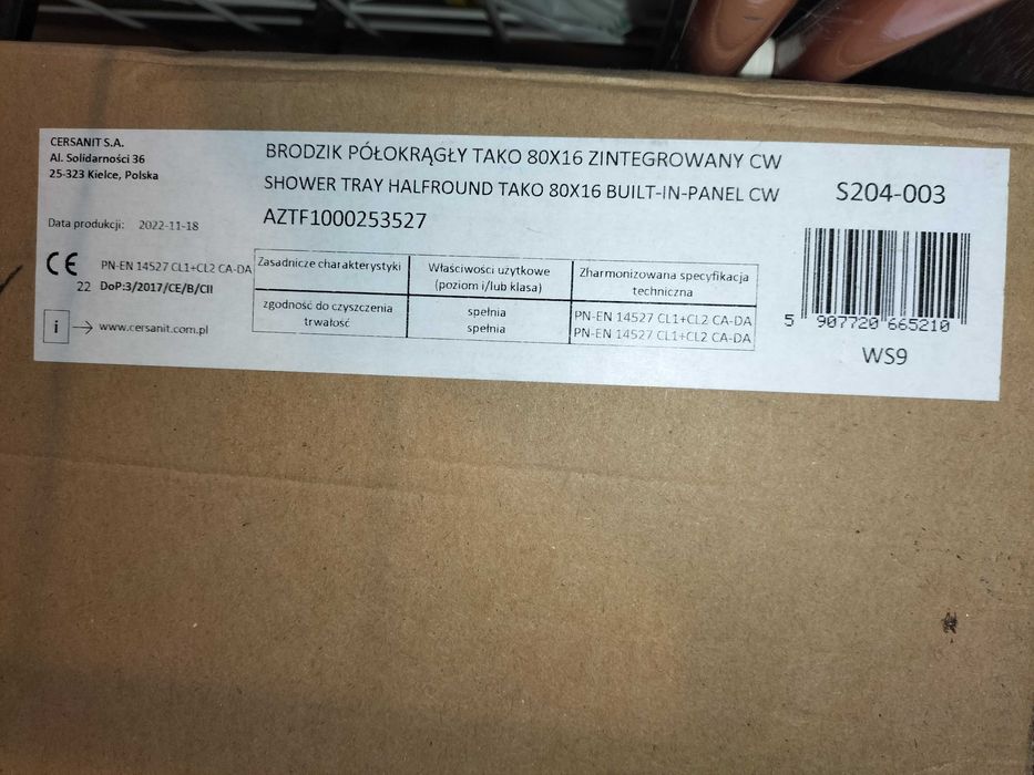 Brodzik półokrągły Cersanit Taco 80x16
