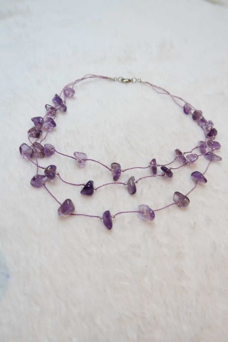 Naszyjnik ametyst kamienie naturalne boho etno hippie casual modny 16
