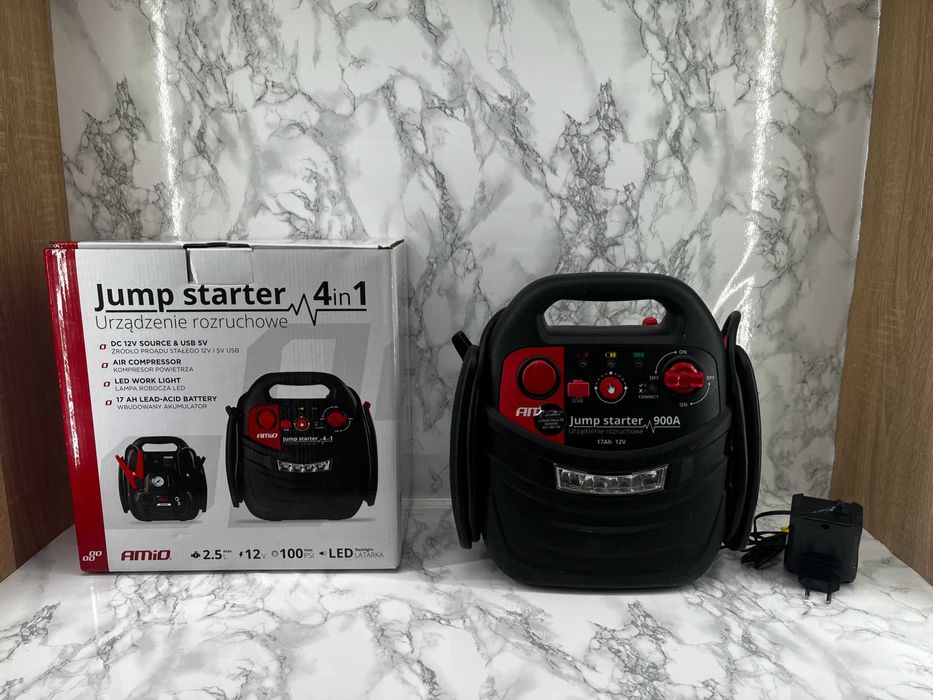 Urządzenie rozruchowe AMIO 900A 17Ah 12V Booster 4w1