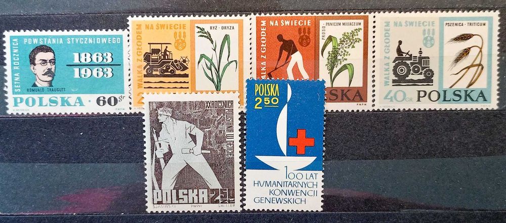 Znaczki polskie rok 1963 czyste