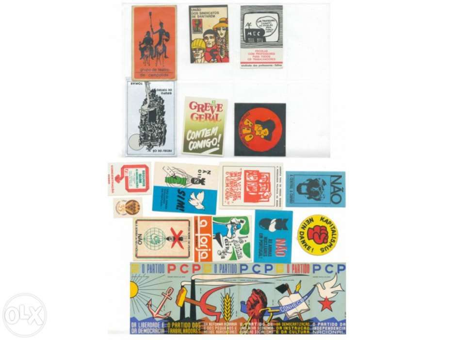 Autocolantes de partidos políticos anos 70 e 80