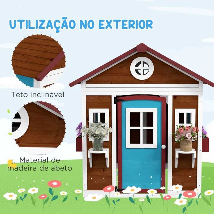 Casinha de Madeira Infantil - Castanho Escuro