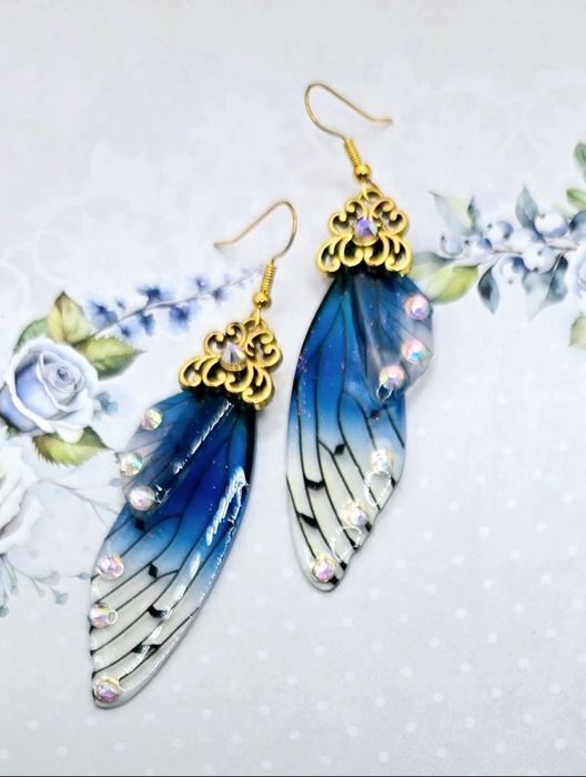 Skrzydła skrzydełka motyli motylków motyla motylka kryształki kolczyki