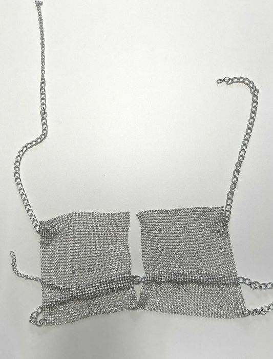 Sutiã Top de malha metálica com strass P