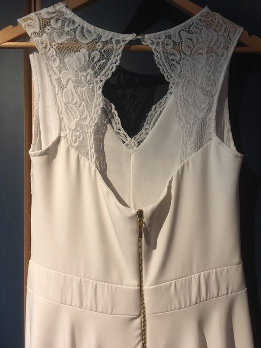 Suknia  sukienka ślubna ecru krótka długa koronka 36 38 m s
