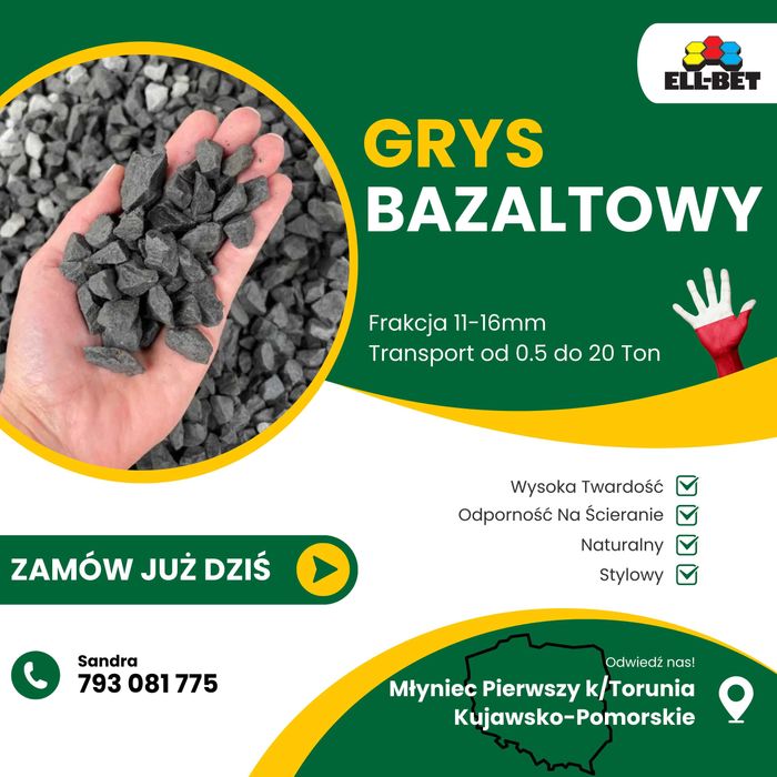 ***Kamień ozdobny, ogrodowy*Grys bazaltowy*Bazalt*Big Bag