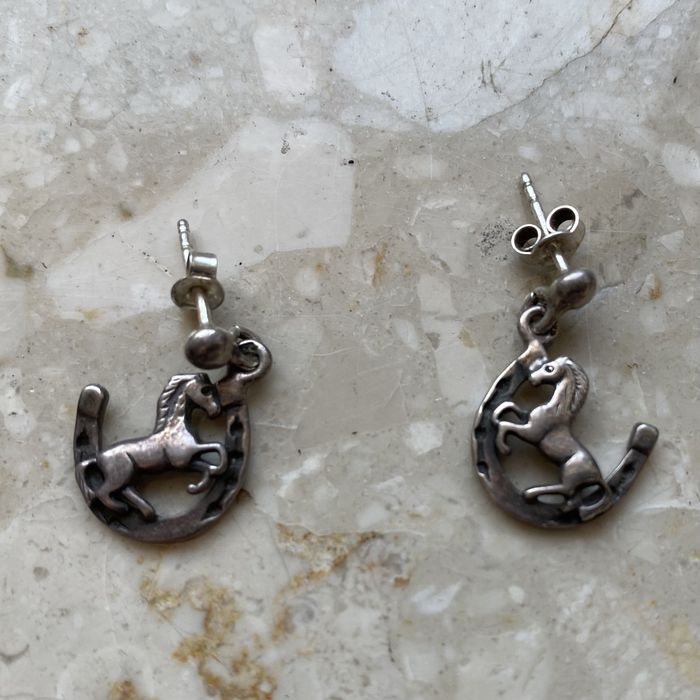 Kolczyki konie koń podkowy srebro