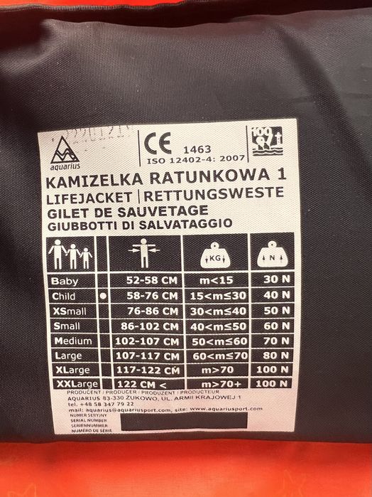 Kamizelka ratunkowa Aquarius child 58-76 cm