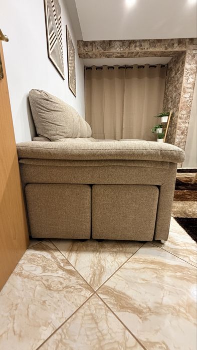 Sofá com chaise longue com 2 puff  mudelar