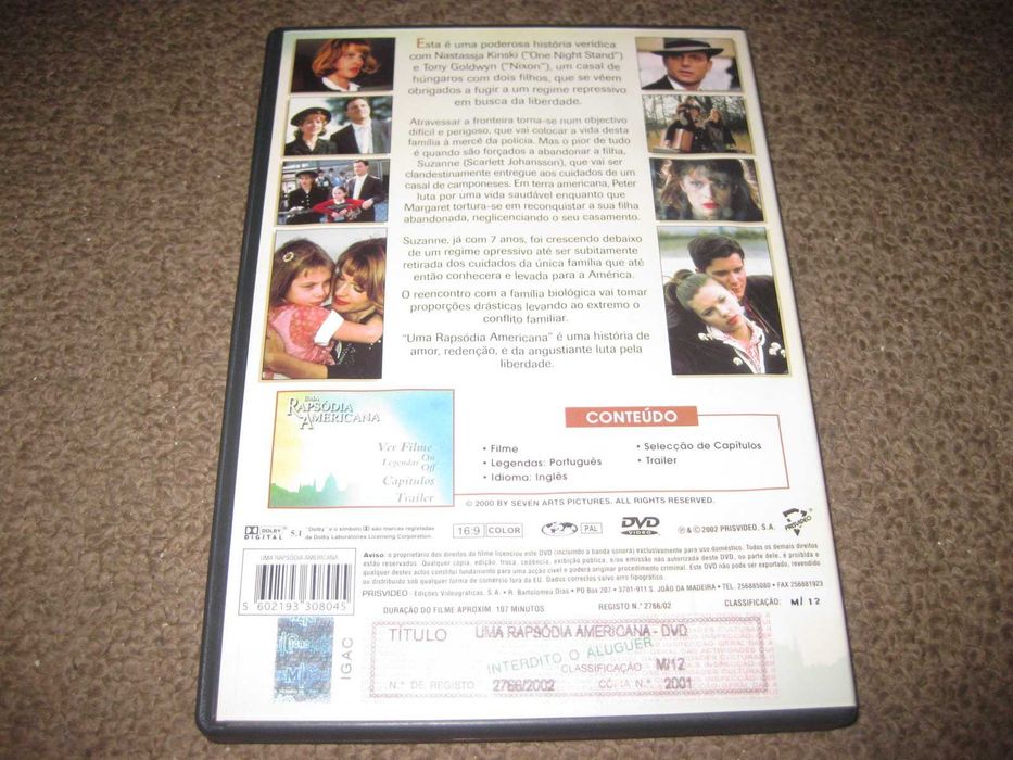 DVD "Uma Rapsódia Americana" com Scarlett Johansson/Raro!