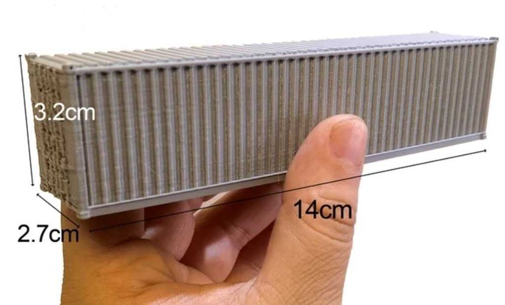 Kontener Morski Druk 3D H0 za sztukę. 14 cm.
