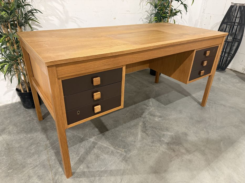 Piękne dwustronne biurko jesionowe Domino Mobler duński design wysyłka