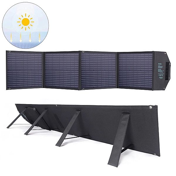 Choetech ładowarka solarna 100W składana USB C, 2x USB PD QC czarna (S