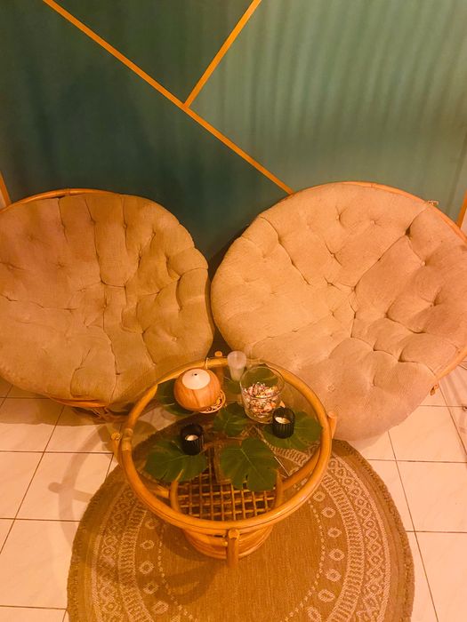 Zestaw mebli/rattan/drewniane/styl boho