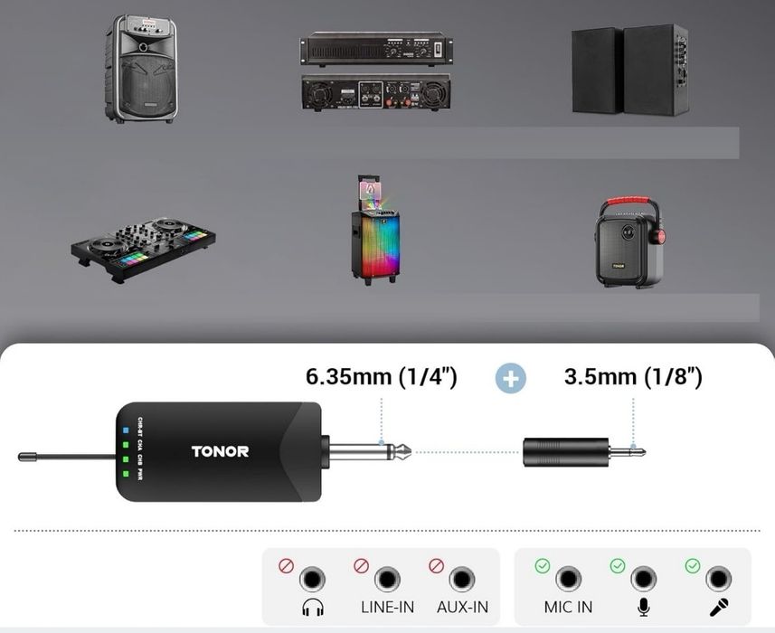 Mikrofony 2 sztuki Tonor akumulatorowe TW720 bezprzewodowe Zestaw DJ W