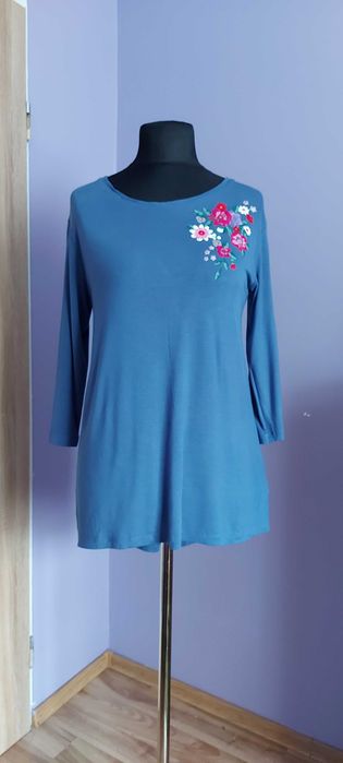 Cienka bluzka, naklejka kwiaty, napisy, Rainbow, 40-42, 2