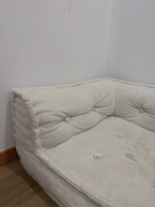 Sofá modular de canto em algodão Dhel - Cor : Blanco Rizo