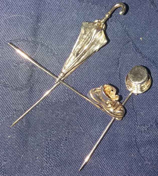 3 alfinetes de gravata ou de peito em prata