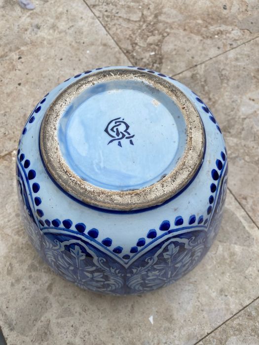 Vaso Cachepot Caldas da Rainha 22 cm Séc XIX Assinado Marcado