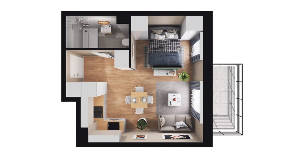 1-pokojowe mieszkanie 27m2 + balkon