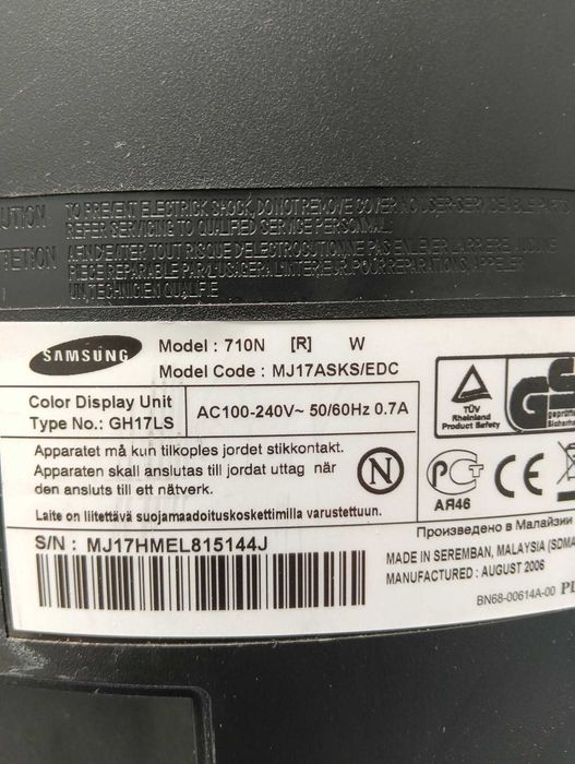 Monitor Samsung SyncMaster 710N 17" LCD – Funcional