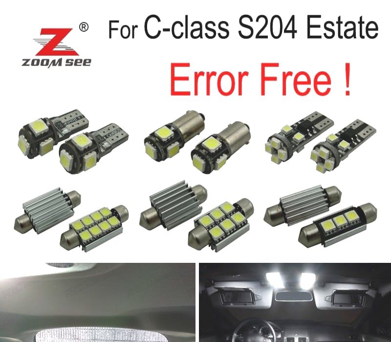KIT COMPLETO DE 19 LÂMPADAS LED INTERIOR MERCEDES CLASE C S204 C180 C220 C230 C250 C280 C300 C320 C350 C63 AMG