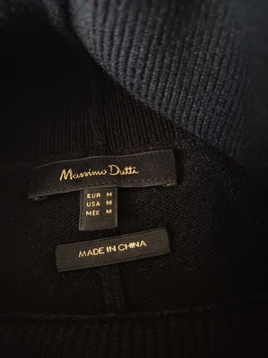Massimo Dutti wełniany golf oversize czarny sweter z golfem wełna wiskoza kaszmir