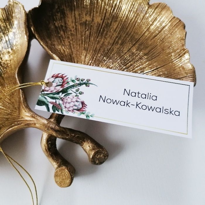 Winietka na stół weselny z egzotycznym kwiatem srebrnika PUDROWY RÓŻ