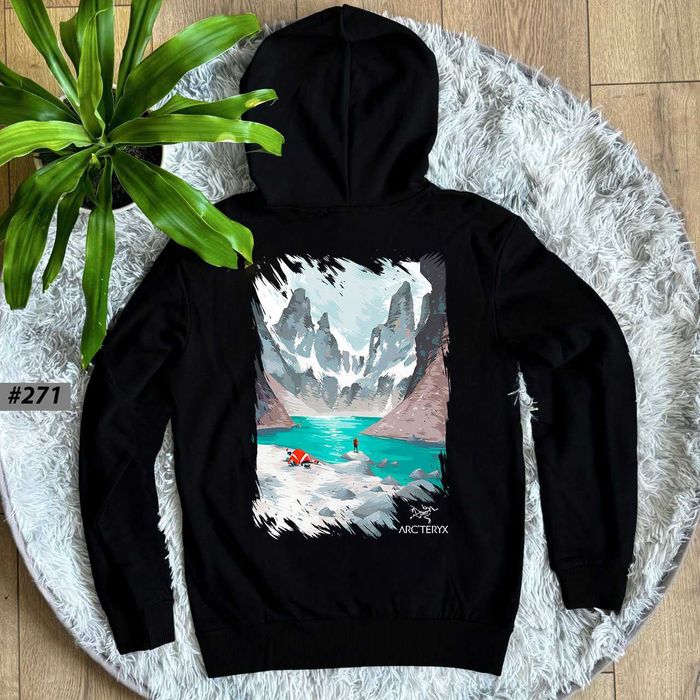 Черное Худи ARCTERYX Neon Горы (XS S M L XL)