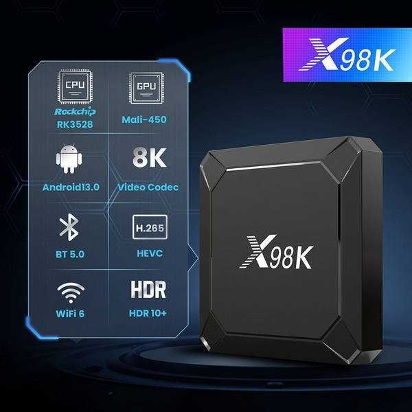 X98K 2гб 16Гб RK3528 Смарт ТВ Приставка Андроїд 13 WiFi 6 Smart TV box