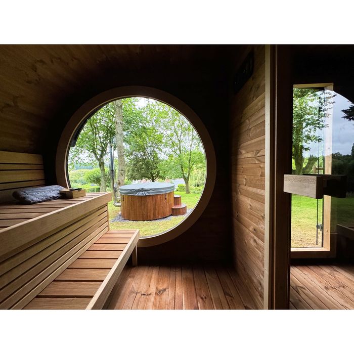 Sauna Ogrodowa owalna 4m x 2,3m Piękna Panorama piec HIT