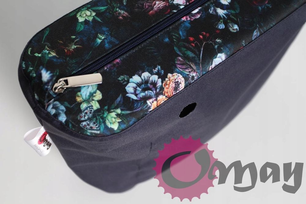 Granatowy organizer do OBAG STANDARD ogród kwiaty 2 kieszenie OMAY