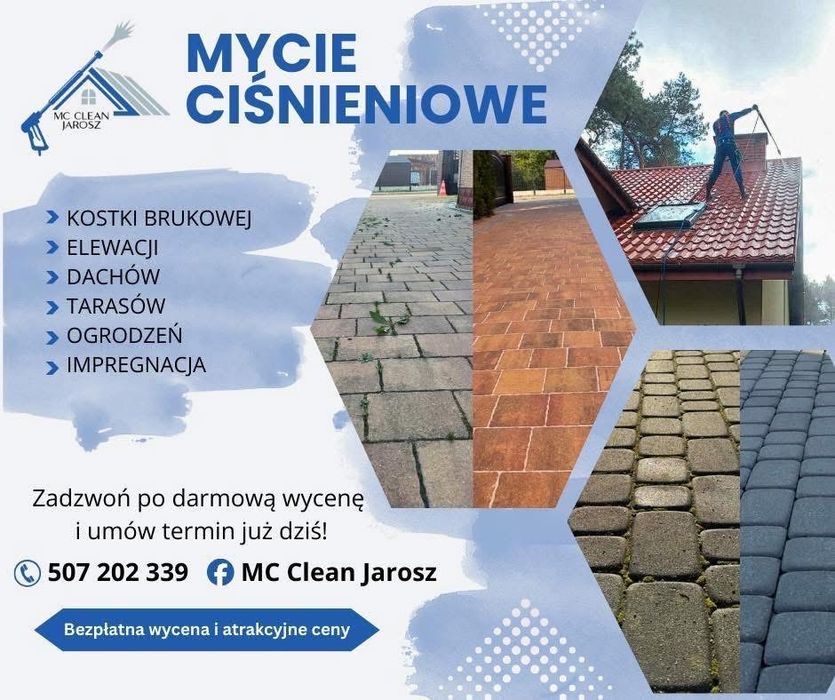 Mycie kostki brukowej/elewacji/dachów