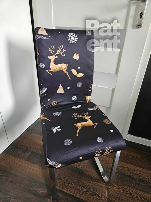 Świąteczne pokrowce na krzesła świąteczne 4 sztuki czarne święta