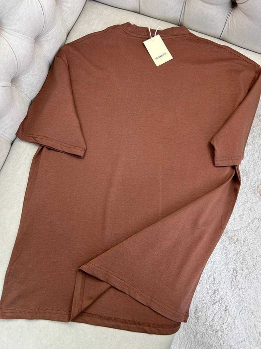 Коричневая футболка с принтом Vetements мужская футболка Ветмо f722