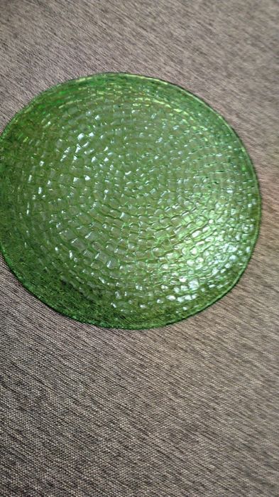 Ząbkowice talerz bruk zielony prl